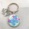 Porte-clés bijoux de mode pendentif en verre alliage porte-clés créatif motif papillon cadeau unique