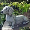 Garden Decorations Dachshund Statue Decor Memorial Dog Figurer Tillbehör Utomhusdekoration Stora figurer släpper leverans DH1SC