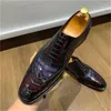 Chaussures habillées Chue mâle loisirs affaires Broguqwee sculpture véritable Crocodilefcq cuir Endcq de couleur brosse hommes Fqwormal