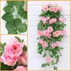 Decorative Flowers 18 Heads Vine Silk Artificial Plant Fake Rose Garden Decor Hanging