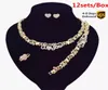 12 Setslot Brautschmuck Damen Halskette Ohrringe 14K Gold Set Schmuck für Frauen Hochzeit Schmuckset Armband Set3071256