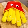 Fried French Chips Red Bag Plushie Stuffed Smiling Face 5 Sticks Food Pillow Snack Funny Decorative Nap Sleeping Gift 240131