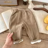 Broek Kinderfleece casual broek 0-6 jaar oud Winter Koreaans corduroy voor meisjes jongens effen kleur