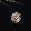 Anelli a grappolo Anello di colore oro cristallo creativo di moda per gioielli femminili femminili 2024