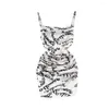 Casual Dresses Women Backless Tie Dye Mini Dress Sexy Sleeveless Slip Pleated Folds Printed And For Girls Holiday