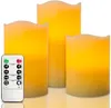 Flameless Battery Operated LED Candles Set of 3 Ivory Real Wax Flickering Electric Candle with Remote Control and Timer Function