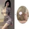 Bh Sets Bandgae Crop Tops Vrouwen Half See Through Sexy Lingerie Erotische Kostuums Bodycon Slim Bud Rokken Zwart Paars Kleding