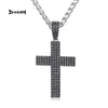 Volledige zwarte Vvs Moissanite Diamond Iced Out Cross hanger Lab Grown Diamond christelijke sieraden kruis ketting 925 sterling zilver