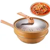 Patelnia non kij wok koreańskie szybkie ogrzewanie miski kuchenne do smażenia wielofunkcyjnego z gotowaniem na gotowanie do gotowania w koszyku gotowania