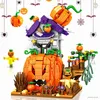 Blocos ToylinX Halloween Pumpkin House Building Set 723 PCS Decoração de Halloween Blocos de construção de cabine brinquedos compatíveis com presentes de festa