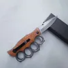 Couteau pliant d'extérieur, ensemble de poing, manche en bois de tigre, multifonctionnel en acier inoxydable 2RTU