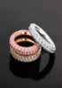 Hip Hop Claw Set Cubic Zirconia Women Men 3 Rows Cz Round Finger Rings Bling Iced Out Rapper Rock Jewelry6153974