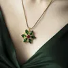 Valily Necklacetogether i Paris Emerald Stone Flower Necklace Lost Princess Inspired Pendant for Women 240202