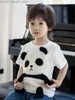T-shirts Söt tecknad 3D Little Panda T-shirt Kort ärmbarn Barnpojkar och flickor Baby Top Summer Q240218