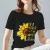 T-shirts Femmes XXS-3XL Femmes Summer Print T-shirt Marguerites Modèle Série Femelle Tee Noir All-Match Dames O-Cou Tops Vêtements Drop