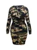 LW Plus Size Camo Print Side Pocket Design Cargo Dress Women Autumn Winter Hooded Collar Full Print Kne Längdklänningar 240130