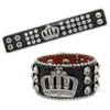 Bracelet de créateur bijoux serti de diamants bracelet en cuir hommes femmes couple bracelets cadeau de luxe de haute qualité hip-hop punk tendance bracelet mode large dragonne