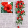 Decorative Flowers 18 Heads Vine Silk Artificial Plant Fake Rose Garden Decor Hanging