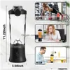 Fruit Vegetable Tools Portable Blender Smoothie Maker Waterproof 600Ml Personal Mixer Usb Rechargeable Stand With Six Blades Drop Dhjbx