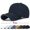 Ball Caps Fashion Unisex Distressed Design Style Solid Color Cotton Baseball Cap Trucker Hat