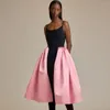 Abiti casual Senza spalline Nero Rosa Satin Dess Abito da festa al ginocchio Abbigliamento donna su misura Ever Pretty For Women