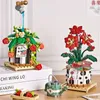 Blocos criativos de morango, flor de cerejeira, vaso suculento, bonsai, planta, blocos de construção, mini flor, tijolo, decoração de casa, brinquedos para crianças