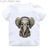 T-shirts Children cute elephant riding motorcycle print T-shirt 3D elephant shirt boys and girls soft round neck casual t-shirt Q240218