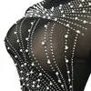 Pearl Rhinestone Maternity Photography Dress Stretchy Tulle Crystal Skinny Photo Shoot Tassel Dresses Full Sleeve