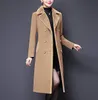 Women's Double-breasted Notched Lapel Midi Wool Blend Pea Coat Jackets