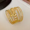 Multi Layer Hollow Out Metal Open Bracelet Gold Wide Cuff Bangles Vintage Statement Charm Bracelets