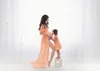 Sexig moderskapsklänning för pografi Solid off-shoulder chiffon maxi klänning delade långa graviditetsklänningar för poshoot 240122