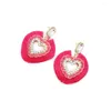 Boucles d'oreilles pendantes en forme de cœur en cristal blanc scintillant pour femmes, romantique, corde en coton, pendentif en forme d'amour, cadeau de noël