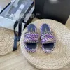 Designer Slides Chaneles Heels Sandals British Round Toe Tjock Sole Handmade Woven Hemp Rope Surface Slippers Kvinnor bär avslappnad den yttre epbl