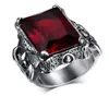Pierścionek ślubny gotycki pierścionek ze stali nierdzewnej z 15 x 21 mm czerwony CZ dla mężczyzn i kobiety rozmiar 712 w USA i EUROP3733552
