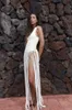 BEACHAPCHE Ręka szydełkowa Tassel Maxi spódnice Kobiety moda seksowna strona wysoka rozłam dzianina Long Beach Cover Ups Casual 240201