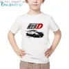 T-shirts barn AE86 Initial D drifttryck T-shirt barn japanska anime t-shirt pojkar och flickor sommar avslappnade vita toppar q240218