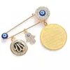 Moslim Islam Arabisch Vier Korah Sutra Fatima Turkije Boze Oog Rvs Broche Pins Religieuze Stijl Amulet Sieraden 230920