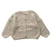 Meninos e meninas primavera outono camisola bebê crianças malha cardigan roupas coreano styletwist forma roupas 240122