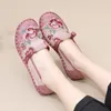 Ethnic Style Embroidered Flowers Shoes Female Summer Retro Fashion Round Head Loafers Breathable Flats Zapatos Para Mujer 240202