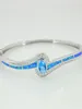 Blaues Feueropal-Kubikzirkonia-Armband aus 925er Silber, komplett für Damenschmuck, Armreif 3520036
