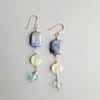 Boucles d'oreilles pendantes LiiJi véritable Kyanite prehnite topaze bleue 925 en argent Sterling fait à la main goutte bijoux délicats pour les femmes cadeau