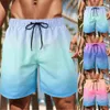 Mäns shorts Mens Board Gradient Waterproof Loose Holiday Beach Pants Summer Hawaii Swimming Trunks Drawstring Sports Jogger