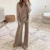 2PCS Autumn Winter Pant garS Kamicami Kobiety Stroje KNITED PULLOVER TOPE GLOP PANTY Dwuczęściowe dla kobiet dressy 240124