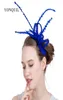 21Colors Elegantes Damen-Feder-Stirnband-Kopfstück, Sinamay-Hochzeits-Fascinator auf Haarkämmen, Haar-Accessoires, Rennen, Kirchenkopfbedeckung 5168982