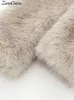 LAPEL FAUX FUR JACK COAT KVINNER LOOK Lång ärm fluffiga varma rockar Kvinnliga vinter lyxmode dam överrock streetwear 240122