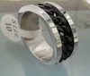 Anéis de aço de titânio jóias incrustadas corrente anel inoxidável sala forno elétrico preto men039s largo dois em one7934644
