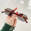 Sonnenbrille Randlose Quadratische Frauen Männer Markendesigner Vintage Sonnenbrille Luxus Mode Retro Spiegel Farbverlauf