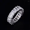 Cluster Rings 925 Sterling Silver Pave Full Square Stone Cocktail Engagement Wedding Band for Women Men smycken grossist