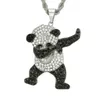 Diamond Encrust Panda Pendant Necklace Cool Accessories Long Style Pendant Necklaces Gold And Silver Two Color Necklaces49080906278776