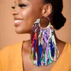 Afrikanskt tygörhängen Handgjorda släpp tofsar för kvinnor etniska tryck ankara stora överdimensionerade öron dagligen slitage 240130